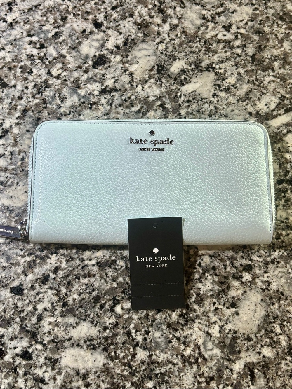 Kate Spade crisp sky blue pebbled leather wallet NWT! MSRP $239
